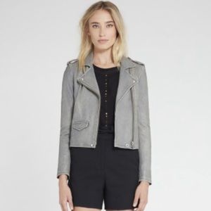 IRO Asheville cropped leather grey Moto jacket